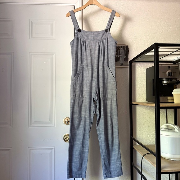 Nooworks Pants - NOOWORKS blue chambray denim cotton Lycra cropped overalls jumpsuit
